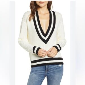 Bishop + Young Varsity Sweater V-Neck Oversized Preppy Medium